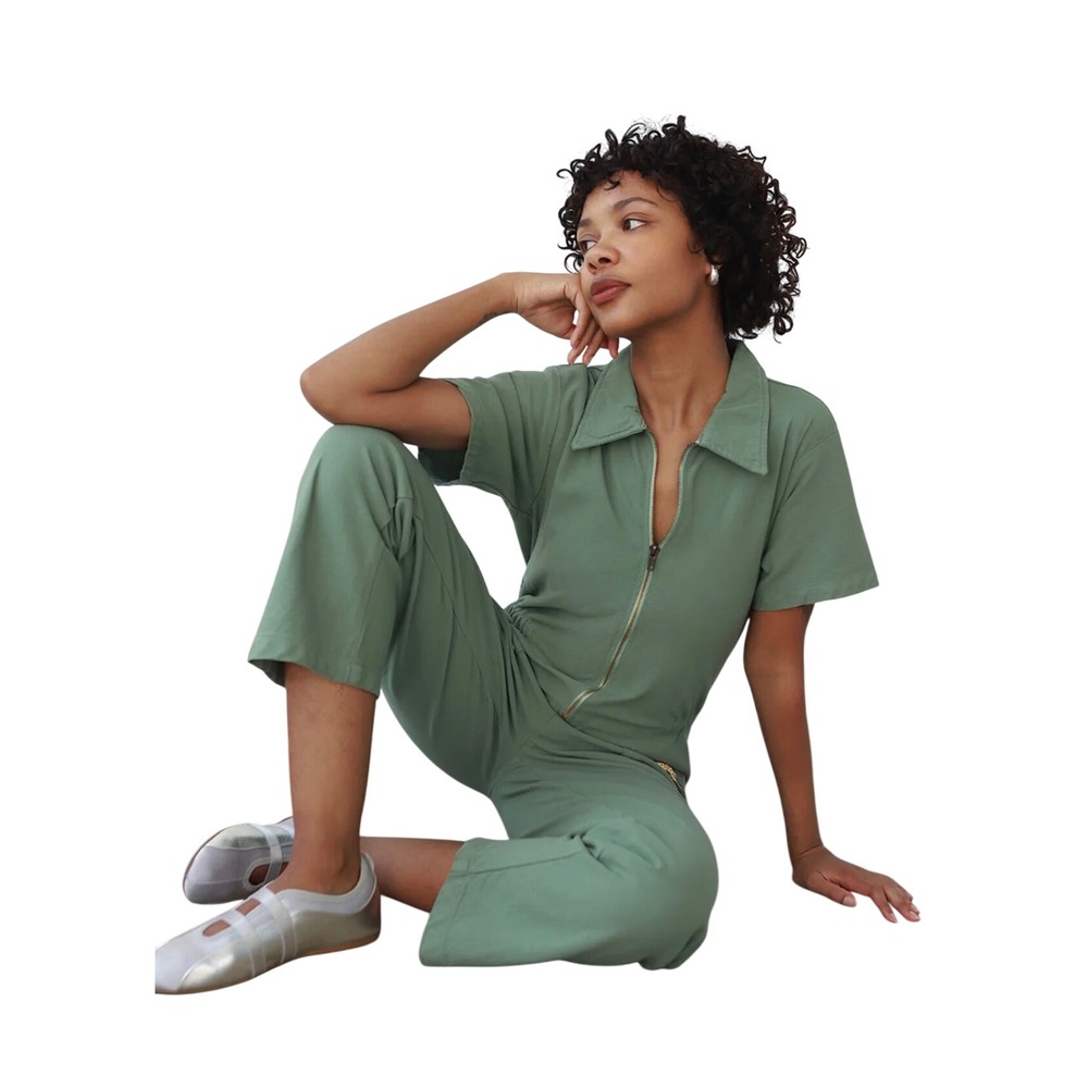 Noble Adult Utility Step-In Suit XL Sage Green Short Sleeve Organic Cotton